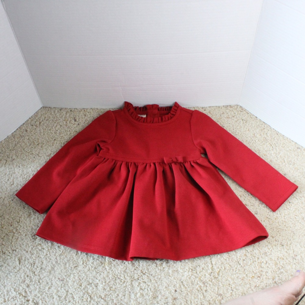 First Impressions Dress Ruffle Neck Bow Accent 24M Red Holiday Christmas Party